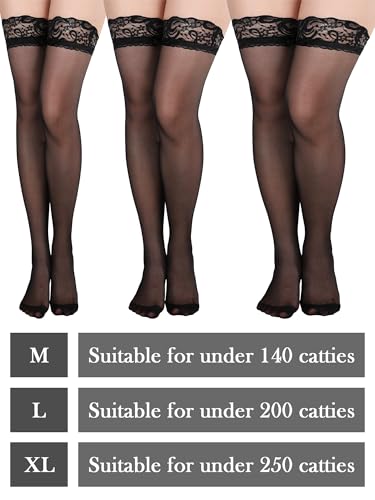 Image of Boao Women Thigh High Stockings Anti-skid Silicone Lace Stockings Silk Stocking Tights for Women and Girls Supplies