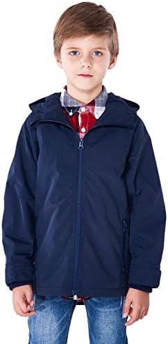 maoo garden Boys Rain Jacket Kids Waterproof Lightweight Fleece Lined Windbreaker
