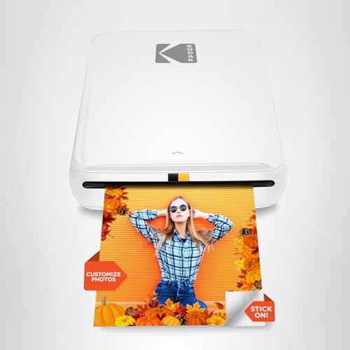 KODAK Step Instant Smartphone Photo Printer - Portable Mini Color Wireless Mobile Printer - Zink 2x3” Sticky-Back Photos - Bluetooth Compatible with iOS & Android Devices - Fun Editing App - White