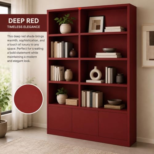 Image of WISDOM Garnet Red Self-Adhesive Wallpaper Matte Waterproof Peel and Stick Vinyl Sticker for Kitchen Cabinets, Wardrobes, Tables, Shelves & Home Decor (20X48 in)