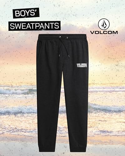 Volcom Boys Fleece Sweatpants - Ligthweight Athletic Boys Pants Relaxed Fit Youth Joggers with Pockets and Drawstring, Size 14, Charcoal Heather