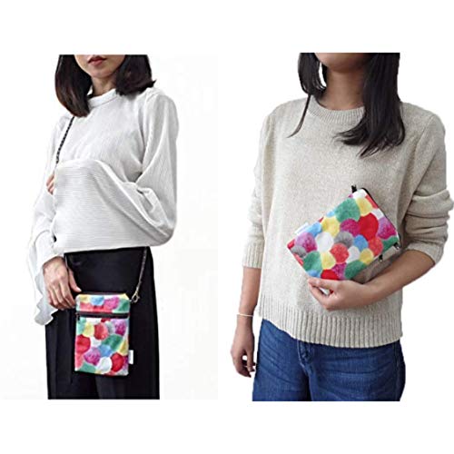 Image of Taianda Dual Zipper Women Cell Phone Crossbody Pouch Bag (Puffer Ball)