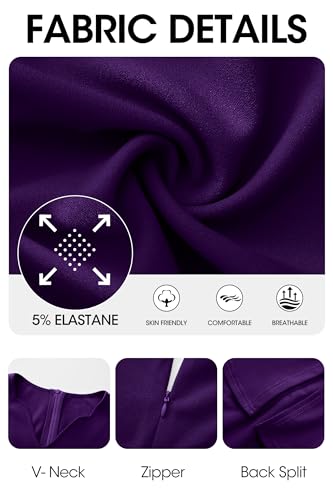 Image of Runwind Plus Size Dresses for Curvy Women, Work Church Professional Office Vintage Peplum Pencil Dress V Neck 3 /4 Sleeve