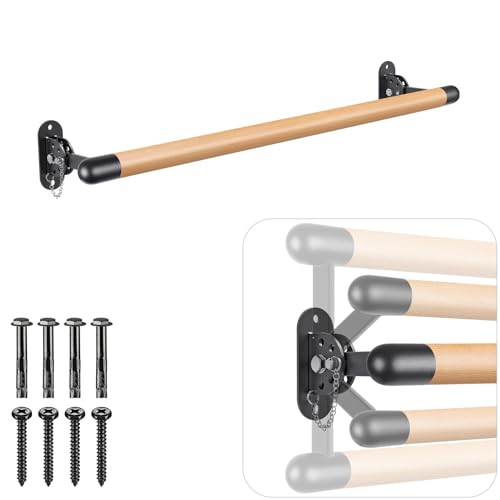 BeneLabel 35” (2.9ft) Wall Mount Ballet Barre Solid Wood Dance Bar with Height Adjustable Metal Brackets for Dance Training, Home Workouts, Stretching, Yoga and Warm-up Exercise