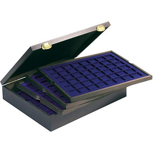 Estuche Carus de madera LINDNER para monedas con 4 tableros premium 1