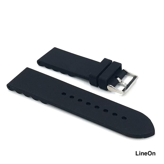 Image of Lineon Men's BLACK Silicone Rubber Watch Straps Bands Waterproof For Fossil Bannon, Machine, Watch Replacement with Installation Tools and Pins (Include)