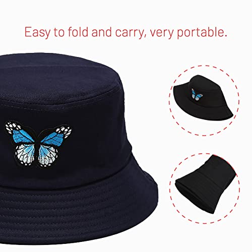 Image of Cotton Bucket Hat for Women Men Summer Travel Sun Beach Bucket Cap, Unisex Outdoor Fisherman Hat