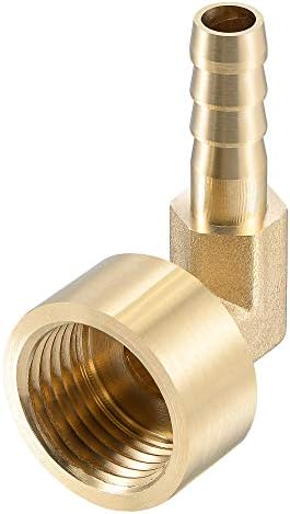 sourcing map Brass Hose Barb Fitting Elbow, 8mm Barbed x G1/2 Female Pipe Connector Adapter for Water Fuel Air