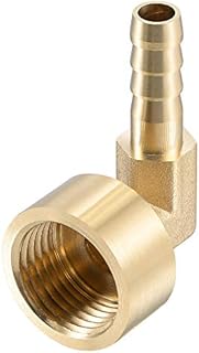 sourcing map Brass Hose Barb Fitting Elbow, 8mm Barbed x G1/2 Female Pipe Connector Adapter for Water Fuel Air