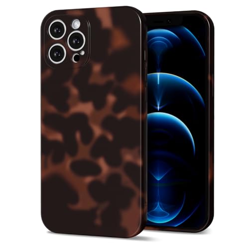 Image of Svanove for iPhone 12 Pro Max Case Amber Leopard Print Phone Case, Cute Y2K Cheetah Tortoise Shell Cases Hard Shell Plastic for Women, Girly Aesthetic Animal Design Cases with Camera Cover, Brown