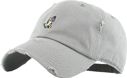 Image of KBETHOS Praying Hands Rosary Dad Hat Baseball Cap Unconstructed Polo Style Adjustable Unisex