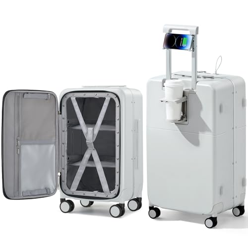 Hanke 28 Inch Checked Luggage with Cup Holder and USB