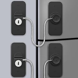 AOSITE Mini Fridge Locks for Kids No Drill Refrigerator Locks for Adults Cupboard Lock Child Safety Locks for Cabinets Drawer Locks Freezer Lock Baby Proofing (Black, 2) | Cupboard Lock Child Safety Locks for Cabinets Drawer Locks Freezer Lock Baby Proofing