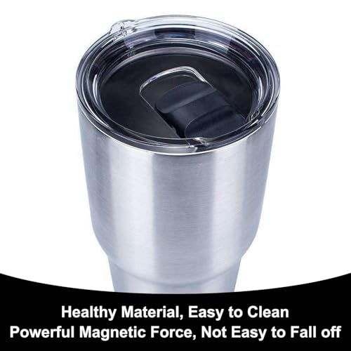 CWPFVQA 4-Teiliger Magnetischer Deckelschieber Als Ersatz Für Wasserflaschen, Magnetischer Schieber Für Becheroberseite, Magnetischer Ersatzdeckel Für Glasbecher, 30Oz (Schwarz Und Weiß)