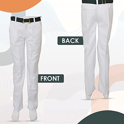 Image of School Uniform White Pant for Boys | Formal Trouser for Boys | Readymade Stitched Full Pant for Students | Clothes for School Children