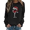 Gezqieunk Womens Xmas Jumper Cool Christmas Jumpers Women'S Christmas Jumpers for Women Xmas Wine Glass Sweatshirts Long Sleeve Crewneck Sweaters Winter Oversized Pullover Novelty Funny Hoodies Tops