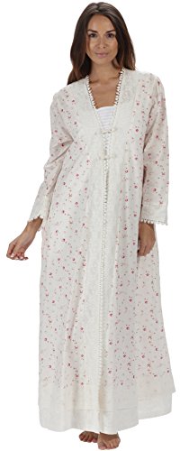 The 1 for U 100% Cotton Ladies Robe/Housecoat - Rosalind (Large, Vintage Rose)