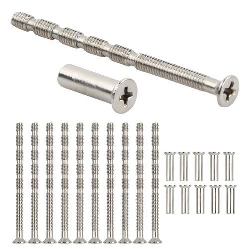 10 Pièces Vis de Connexion avec Boulon Kit, Acier Inoxydable Vis Poignee Porte M4, pour Écussons, Tiroirs, Armoire, Poignée de Porte