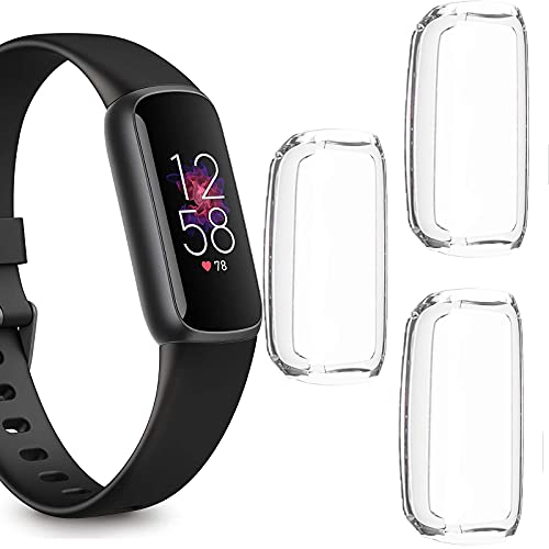Compatible for Fitbit Luxe Case, Lamshaw All-Around Protective TPU Bumper Cover Screen Protector Case Cover Compatible for Fitbit Luxe Fitness and Wellness Tracker (3 Pack-Clear+Clear+Clear)