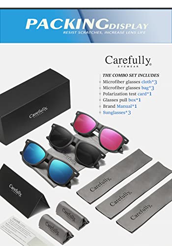Image of Carefully Driving Sunglasses Men Women Square Polarized Sun Glasses Fishing UV protection (3 pack)