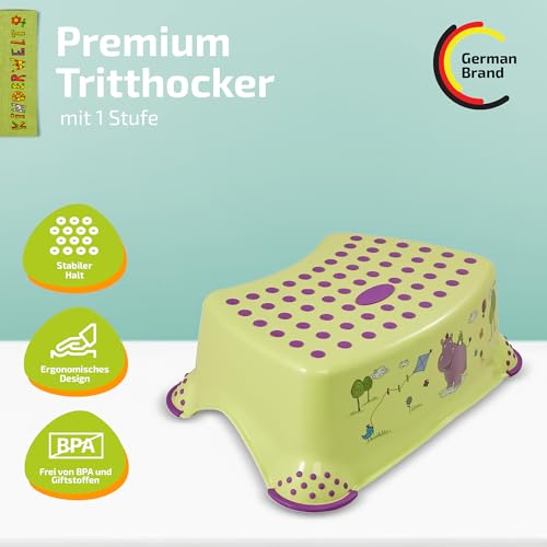 Marchepied enfant de qualité supérieure Hippo vert robuste et durable
