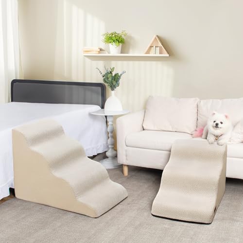 Dog Stairs for Small Dogs,3 Step Dog Ramp for Couch and Bed,Pet Stairs with Non-Slip Bottom for Old Cats,Indoor Pet Steps,Comfort,Durable,15.4" H - Thumbnail 7