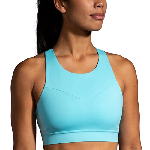 Brooks Women's 3 Pocket Sports Bra for Running, Workouts & Sports - Vivid Teal - 36 DD/E