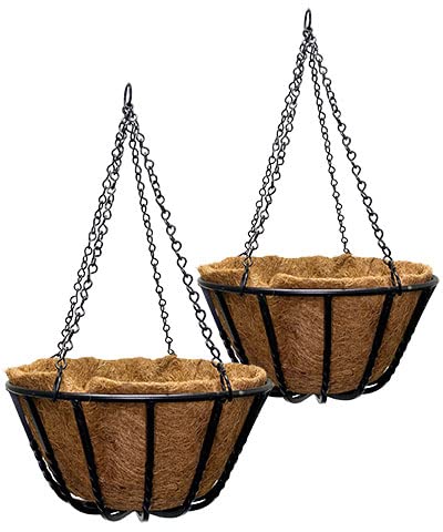 Gardman Blacksmith Hanging Baskets with Coco Liners, 16" Dia., Pack of 2