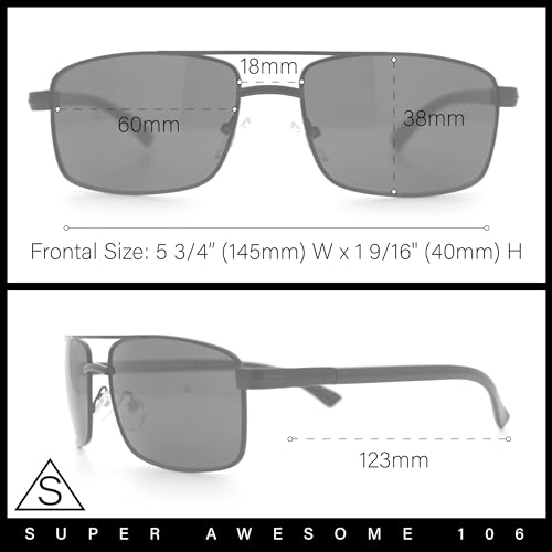 SA106 Mens Classic Agent Narrow Rectangle Officer Metal Rim Manly Sunglasses3