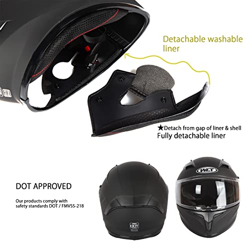 Helmo Motorcycle Helmet Dot/Fmvss 218 Approved Full Face Motorcycle Street Bike Helmet Unisex-Adult Motorcycle Racing Modular Street Helmet Matt Black… (X-Large) #TOP4