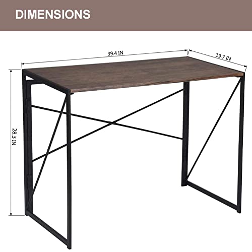 Folding-Desk-Laptop-Computer-Table-Writing-Study-Computer-Desks-with-Metal-Frame-Folding-Home-Office-Desk-for-Small-Spaces-394-Inches-No-Assembly-Required-Esspresso