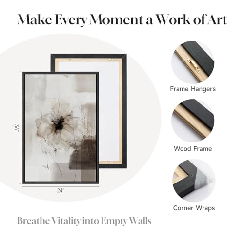 Framed Neutral Abstract Floral Modern Wall Art for Living Room, 24x36 Inch by mxart - Used condition - Image 7