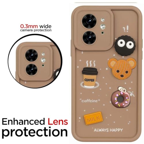 Image of Bintage Cute Fun Ball | Taddy Cartoon 3D Smiley Coffee Cup | Milk Donut | Full Protection Rubber Back Cover Compatible for Moto Edge 40 - Brown