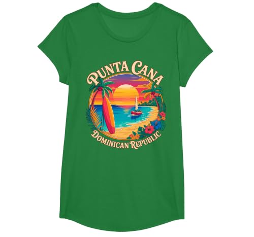 Punta Cana Dominican Republic Vacation T-Shirt, Girls, Kelly Green, Medium