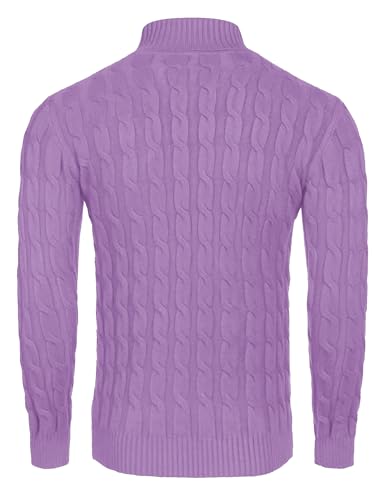 Image of COOFANDY Men's Slim Fit Turtleneck Sweater Casual Twisted Knitted Pullover | Turtleneck Design, Cable Knit Texture with Ultra Stretch, Slim Fit Thermal, Business Casual Office Wear, Fall Winter Clothing