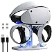 Produktbild TiMOVO Ladestation für PS VR2, PS VR2 Ladestation mit 4 Typ-C Magnetischer Ladeanschluss und LED-Licht Schnellladestation für PS5 VR2, VR2 Headset Halterung Display Ständer PS VR2 Zubehör, Klares Weiß