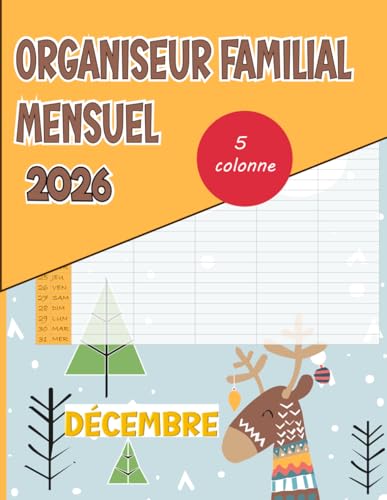 Organiseur Familial 2026 Mensuel: Mon Calendrier Familial Mensuel | planning familial Mensuel 12 Mois pour 5 Personnes (De Janvier à Décembre 2026) | A4, idée cadeau pour une famille organisée