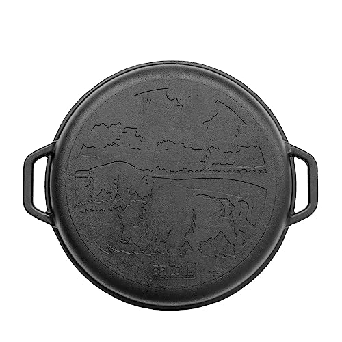 Heavy-Duty-Cast-Iron-Traditional-15-L-Kazan-Uzbek-Skillet-Discada-Cookware-Plov-Wood-Fire-Oven-Dutch-Wok---Lid-Outdoor-Cooking-Frying-Pot-Cooking-Gifts