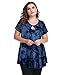 MONNURO Womens Plus Size Keyhole Summer Tops Sexy Swing Tunics Casual Loose Flowy Shirts Blouses Tie Dye Blue