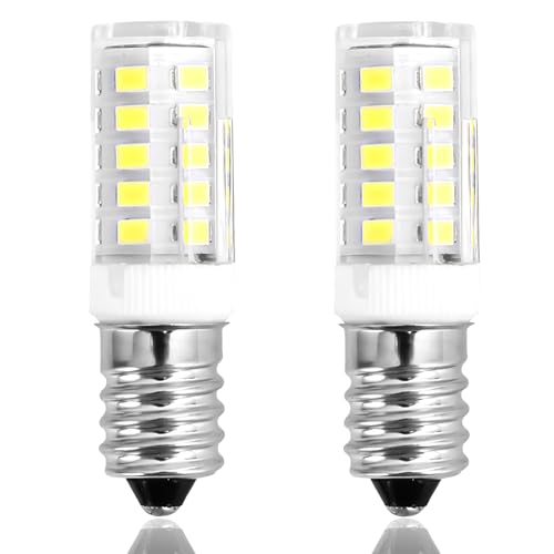 kcrnw 2Pcs E14 LED Corn Bulb Light 5W AC220-240V Cool White 6000K Small Edison Screw Bulb for Fridge Cooker Hood Extractor Fan Table Lights Chandeliers Crystal Lamps Not Dimmable Ceramic Base
