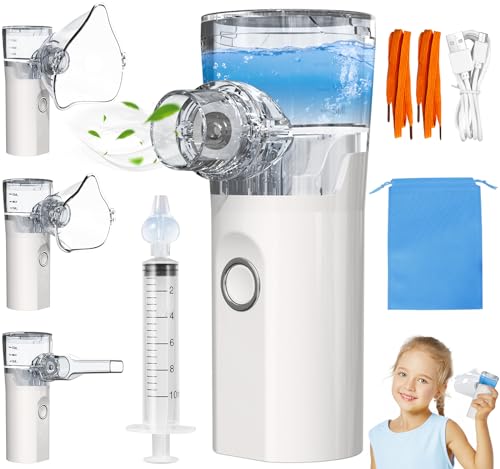 Aerosol Mesh Portatile Silenzioso Macchina Aerosol Adulti Bambini Ultrasuoni Apparecchio Macchinetta Neonato Nebulizzatore Veloce Inalatore Professionale Ricaricabile da Viaggio + Lavaggio Nasale