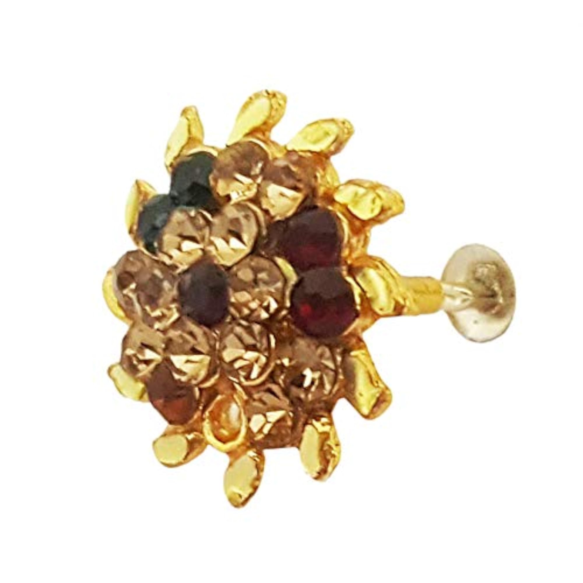 Women's Traditional Nose Stud Nath with Crystals, Gift for Her