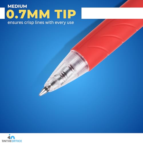 Bolígrafos retráctiles de gel 0.7mm tinta roja, pack 12 miniatura 4