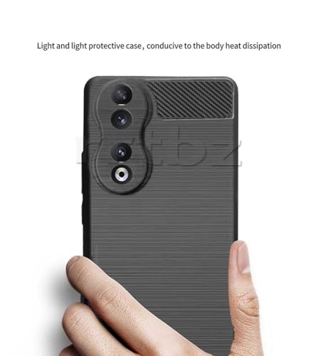 Image of NPRC Hybrid Ultra Slim Protective Case TPU Non-Slip Carbon Fiber Texture Shockproof Case Cover for Honor 90 - Black