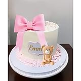 Bow Brown Bear Cake Toppers for Birthday Baby Shower Party Decorations (Pink)
