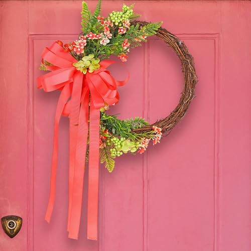 Couronne en rotin et vigne rustique avec nœud pour décoration murale