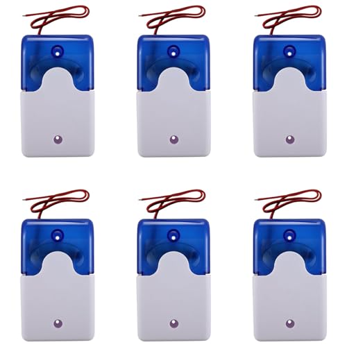 Baglaum 6X Mini Wired Strobe Warning Siren Dc 12V Sound Alarm Flashing Light Sound Siren Horn 115Db Blue
