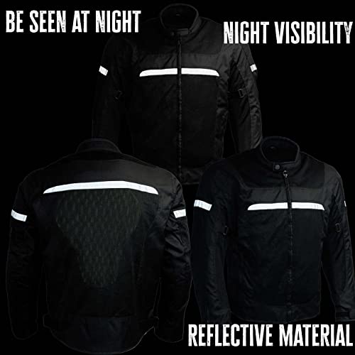 Milwaukee Leather MPM1794-BLACK-XL Men's Nylon/Mesh Combo Moto Jacket with Armor Black, X - Large by Milwaukee Performance - Image 5
