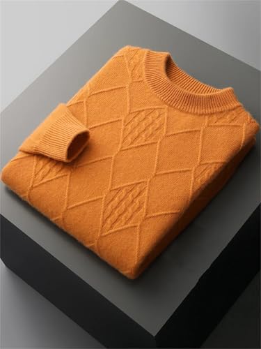 Men’S Casual Cashmere Pullover Sweater with Diamond Twist Pattern Mock Neck Long Sleeve Thick Knit Jumper Top4