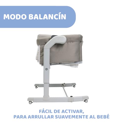 Miniatura 3 de Chicco Next2me Magic Evo, Cuna Colecho Bebé, Con Modo Columpio, Aleta Abatible, 11 Niveles De Altura, Altura Ajustable, Cuna De Colecho, 4 Ruedas, Colchón Y Bolsa De Viaje Incluido, Beige